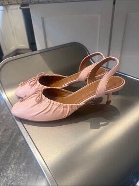 NIB STAUD Alba Blush Pink Ballet Slingback Kitten Heel